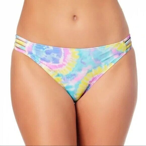 California Waves Juniors Multicolor Tie Dye Strappy Hipster Bikini Swim Bottom S - Picture 1 of 8